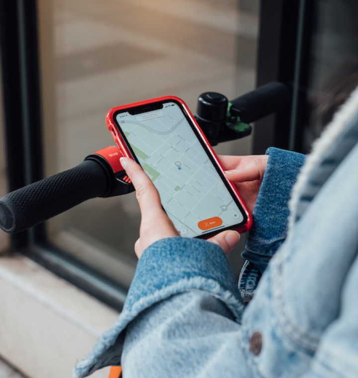 Woman using the Spin App